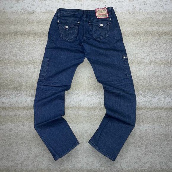 Vintage Coogi Jeans Navy Blue Wash Denim Slim Fit Crazy Pocket Zippers 90s - Picture 1 of 4